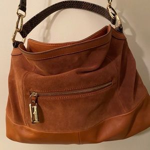 B Makowsky Glove Leather & Suede convertible bag